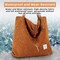 Women Corduroy Tote Bag Casual Tote's Handbag Big Capacity Shoulder Bag with Pockets Zippers (Cream White)